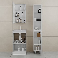 Style Line Тумба с кварцевой раковиной серый шелк Батлер 50 белая Люкс антискрейтч Plus – фотография-7